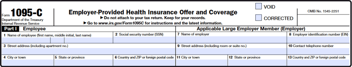 Form 1095-C - Part I, Employee & Employer Information