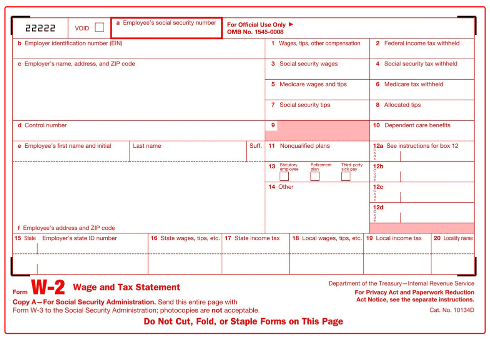 IRS Form W-2 Copy A
