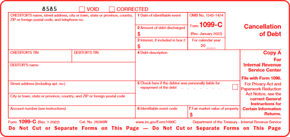 Screenshot of Form 1099-C