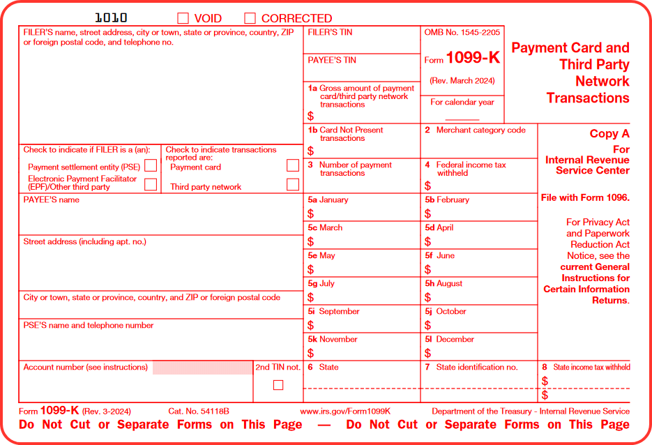 Screenshot of Form 1099-K