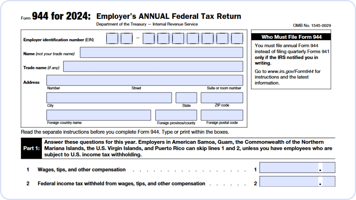 Image of IRS Form 944