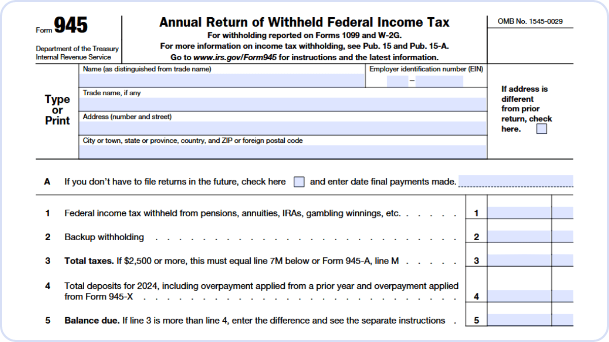 Image of IRS Form 945